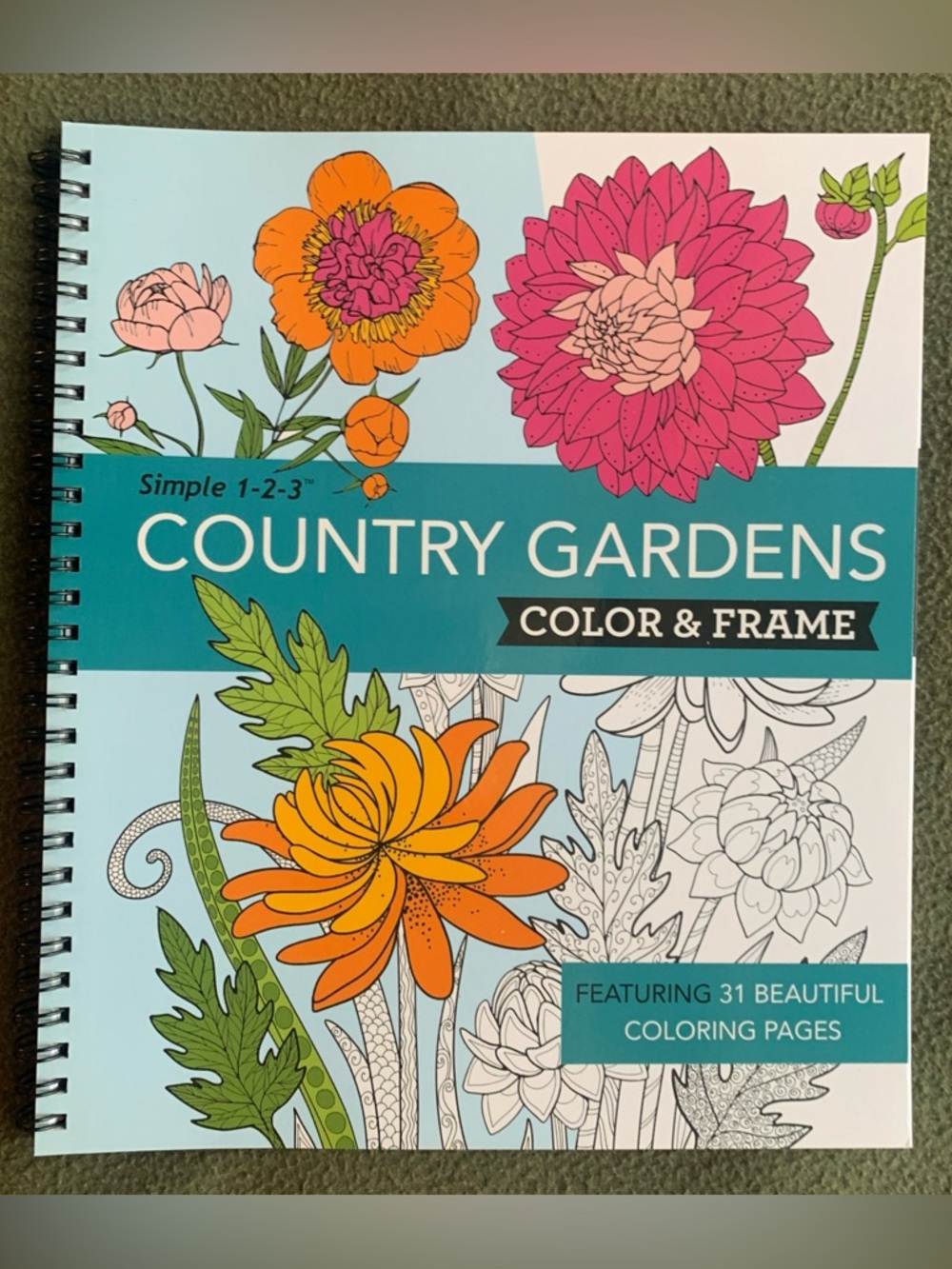 New Simple 1-2-3 Country Gardens Coloring Book. 31 pages. 2020